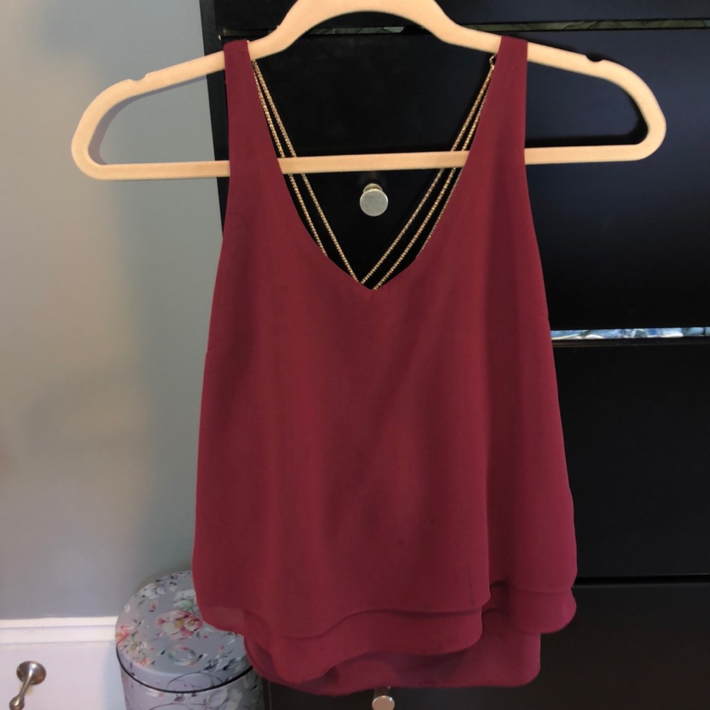 Maroon Top with Gold Detailing